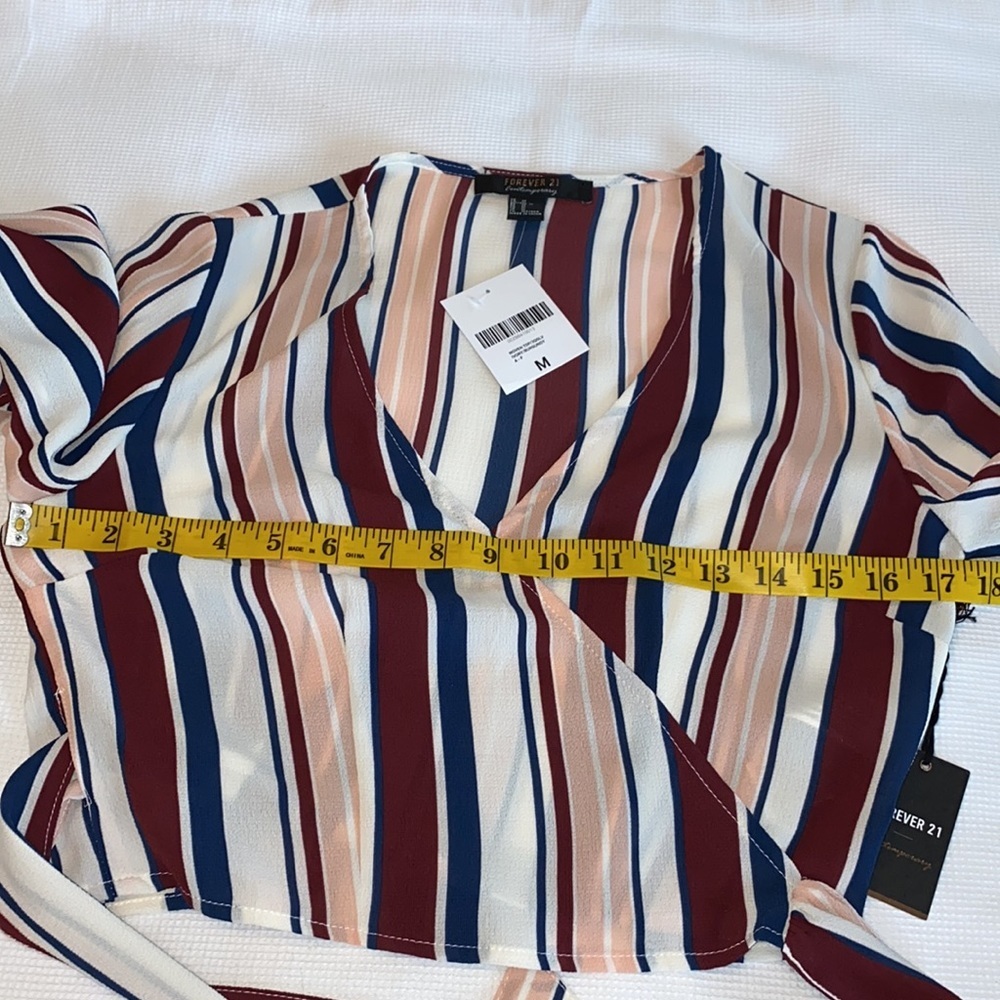 Forever 21 Contemporary Woven Top Open Front striped Multicolored Top Size M - Picture 5 of 11